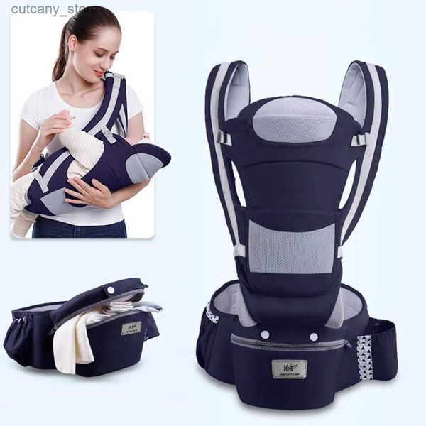 Transportadoras Slings Mochilas 0-36M Ergonômico Baby Carrier Infantil Kid Baby Hipseat Sling Economize Esforço Canguru Baby Wrap Carrier para Viagem de Bebê L240318