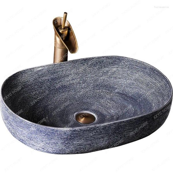 Rubinetti per lavandino del bagno Lavabo da tavolo in ceramica artistica Lavabo retrò per la casa creativo cinese