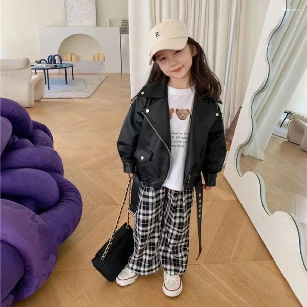 Jacken Baby Jungen Mädchen Mode Solide Volle Hülse Reißverschluss Leder Top Jacke Kinder Hip Hop Trend Mantel Outwear Tasten decorat