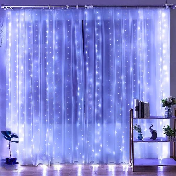 Party-Dekoration, 2 Stück, 3 x 3 m, LED-Vorhang-Lichterkette, Weihnachtsgirlande, Lichterkette, Girlande, Hochzeit, Zuhause, Schlafzimmer, Beleuchtung