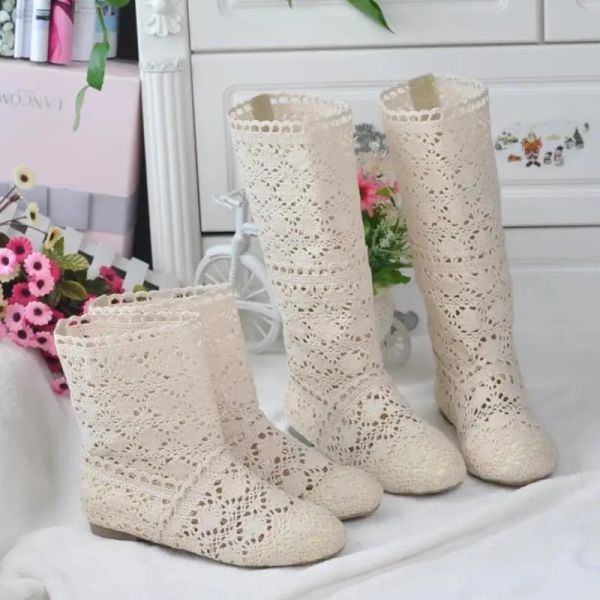 Сапоги Crochet Summer Boots Boots Новые обувь кружевные полые вязаные ботиль