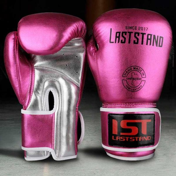 Equipaggiamento protettivo LASTSTAND 8-12 OZ all'ingrosso Muay Thai Guantoni da boxe in pelle in microfibra Donne adulte Uomini MMA Palestra Allenamento Guantoni da boxe Attrezzature yq240318