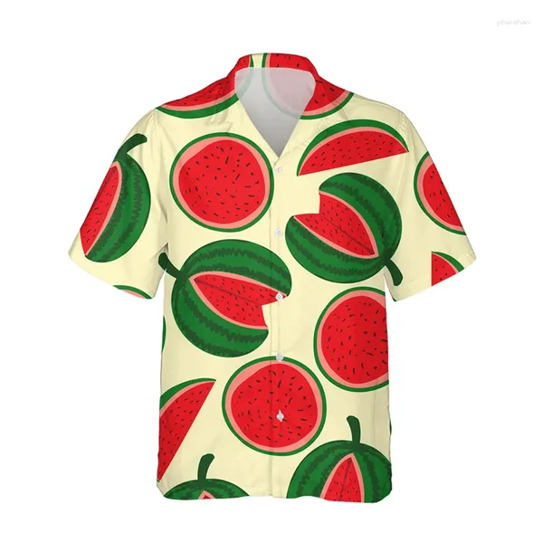 Freizeithemden für Herren, Wassermelone, hawaiianisches Herrenhemd, 3D-Druck, Mann/Damen, modisch, kurze Ärmel, Knopf-Revers, Tops, übergroße Unisex-Kleidung