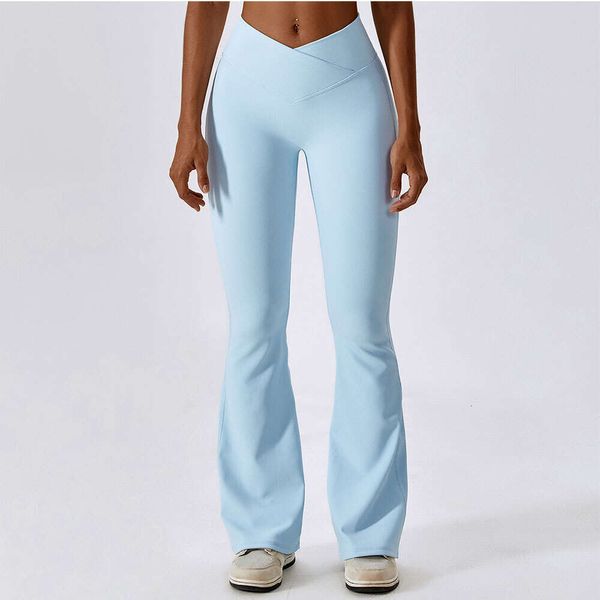 Lu Pant Align Align Lu Lemon Pantaloni da ballo latino tinta unita Leggings svasati Yoga Pantaloni a gamba larga a vita alta Donna Palestra Fiess Sport Svasato