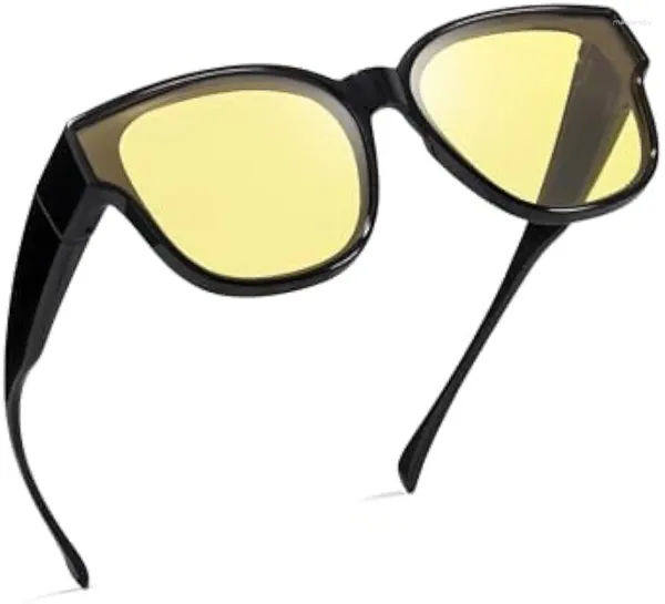 Sonnenbrille LVIOE Fit über Nachtsicht-Fahrbrille für Frauen Anti-Glare polarisierte gelbe Linsen tragen LN8001