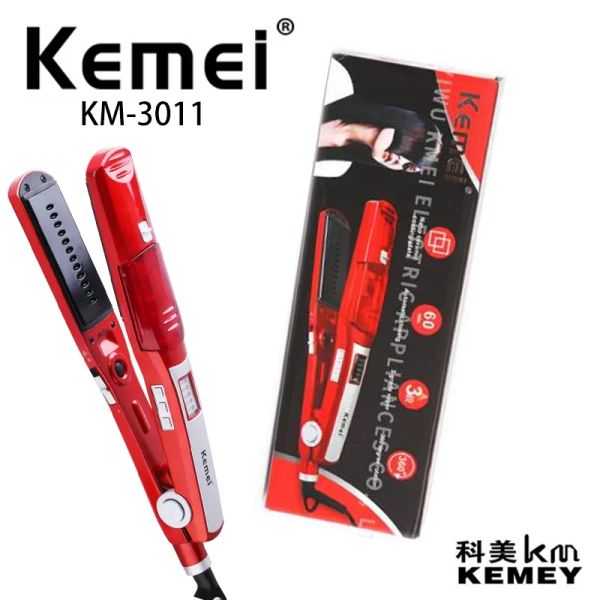 Ferri Kemei KM3011 Piastra per capelli e ferro arricciacapelli per ragazze con vapore per uso domestico
