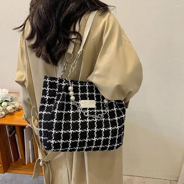 Borse a tracolla Borsa tote con catena di perle Elegante manico superiore Grande capacità Pendolari Ragazze Gentildonna