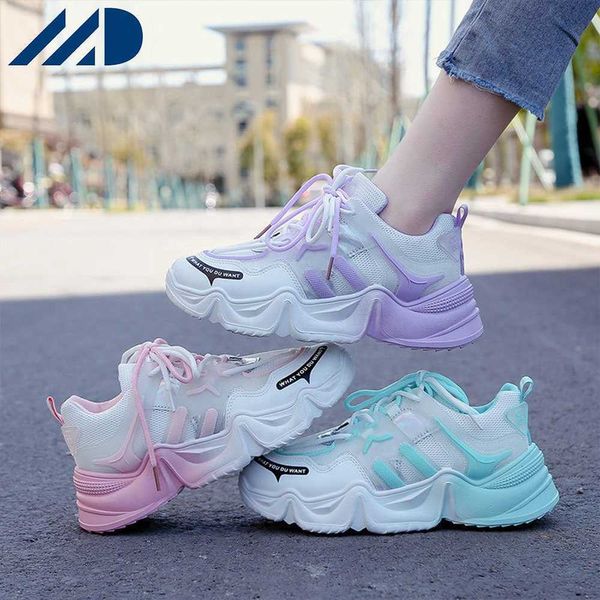 HBP Mulheres Sem Marca Plataforma Alta Rosa Tênis Moda Esportes Tênis de Corrida Senhoras Chunky Andando Estilo Sapatos Menina Sapatos Casuais