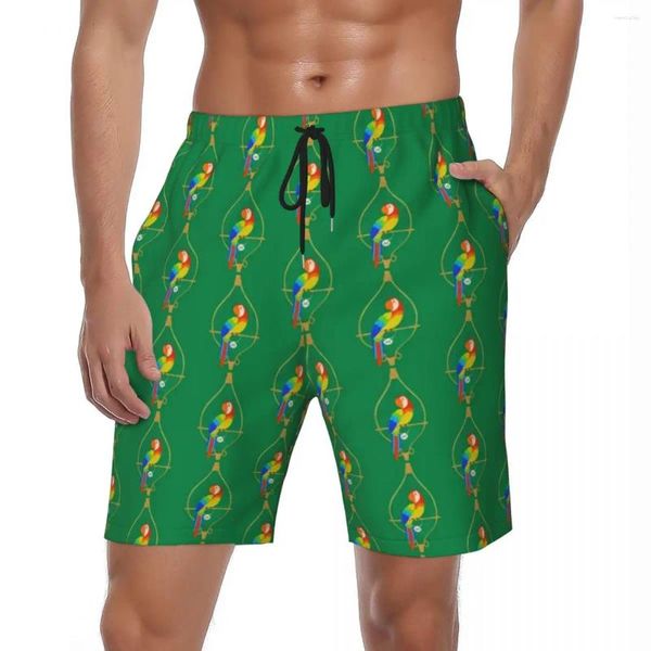 Shorts masculinos verão board homens bonito papagaio esportes fitness animal impressão design praia calças curtas casual secagem rápida troncos de natação plus size