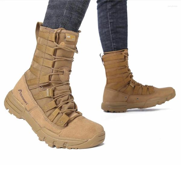 Sapatos de fitness legal homens botas do exército caminhadas esporte tornozelo tênis ao ar livre militar deserto à prova dwaterproof água segurança trabalho