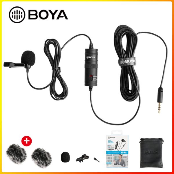 Microfoni BOYA BYM1 Registrazione audio video da 3,5 mm Microfono lavalier con risvolto Clip su microfono per iPhone Android Mac DSLR Podcast Videocamera Registratore