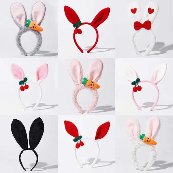 2023 New Lolita Moda Pasqua Cosplay Hot Lunghe orecchie da coniglio Carota Arco Hairband Coniglio di peluche per le ragazze Donne Festa di compleanno 6 pezzi LL