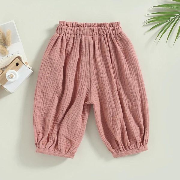 Pantaloni Pantaloni Harem per bambini per bambini Tinta unita stile Hip Hop Pantaloni casual larghi elastici per bambine
