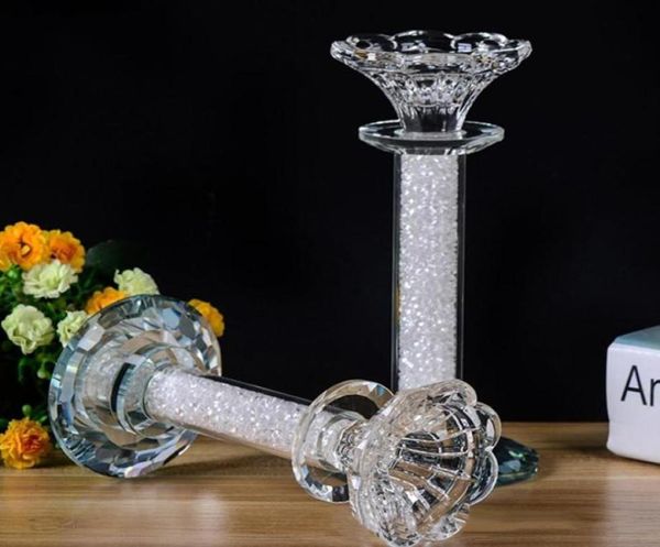 Novo luxo europeu cristal castiçal iluminação mesa decoração do casamento romântico suprimentos de casamento castiçal de cristal5063313