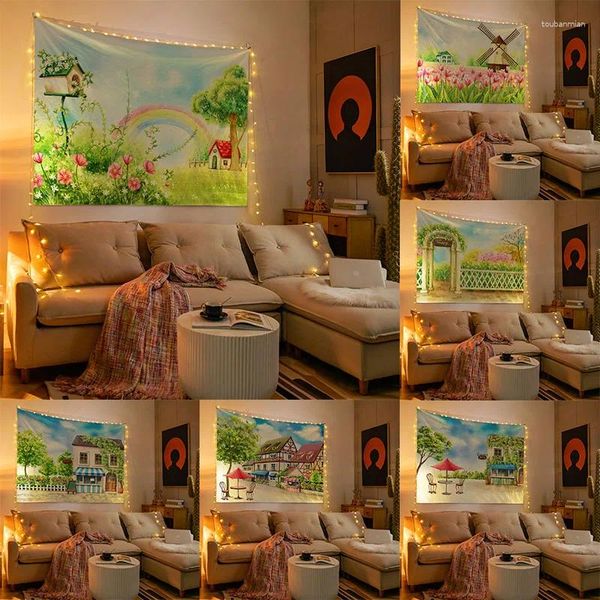 Arazzi Apestry Art Decor Sole e fiori Giardino Casa Camera Appeso a parete Sfondo Panno