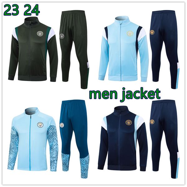 2023 2024 Mans Cidades Jaqueta de Futebol Tracksuit 23 24 Long Zipper Mangas Compridas Terno de Treinamento de Futebol Jogging Kits Homens e Crianças Jaqueta Chandal Futbol Survetement