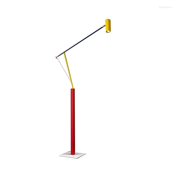 Lampade da terra BUYBAY Lampada da terra Art Déco con braccio lungo in stile colorato in metallo, lampada da terra con snodo rotante regolabile in altezza
