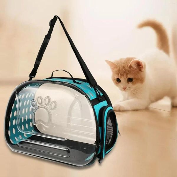 Porta-cachorro Transparente Cat Transport Bagagem Bolsa Tote Transparente Portátil Transportado