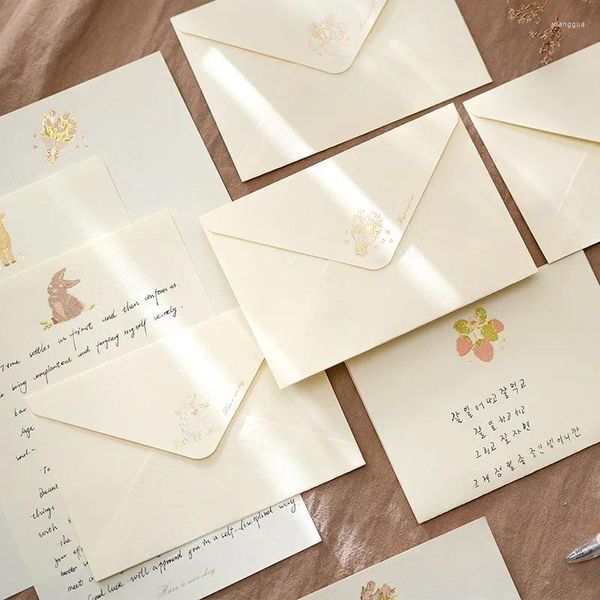 Set di cancelleria per confezioni regalo (4 fogli di carta stile vintage 2 buste) Lettere retrò per inviti a feste d'amore