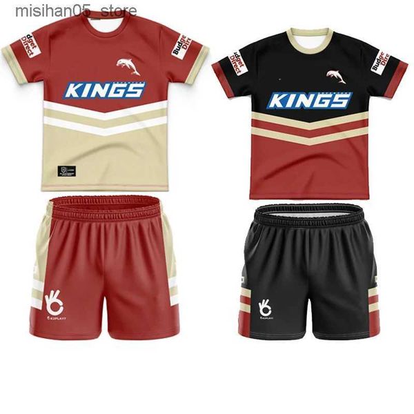 Jerseys 2024 Dolphin Childrens Rugby Set Jersey de rugby de alta qualidade para jogos em casa e fora Q240318