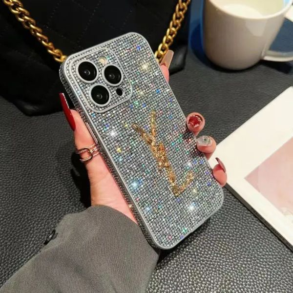 Designers de luxo caso de telefone anti-queda iphone case para 15 14 promax 13Pro premium 12 flash diamante 11 com lente filme protetor capa traseira caso G243155BF