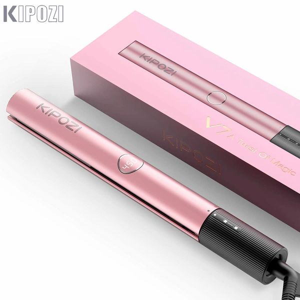 Ferros Kipozi V7 Rose Gold Luxo Alisador de Cabelo Curling Ferro Chapinha de Titânio para Diferentes Estilos de Cabelo Salão de Beleza Ferramenta de Estilo de Cabelo