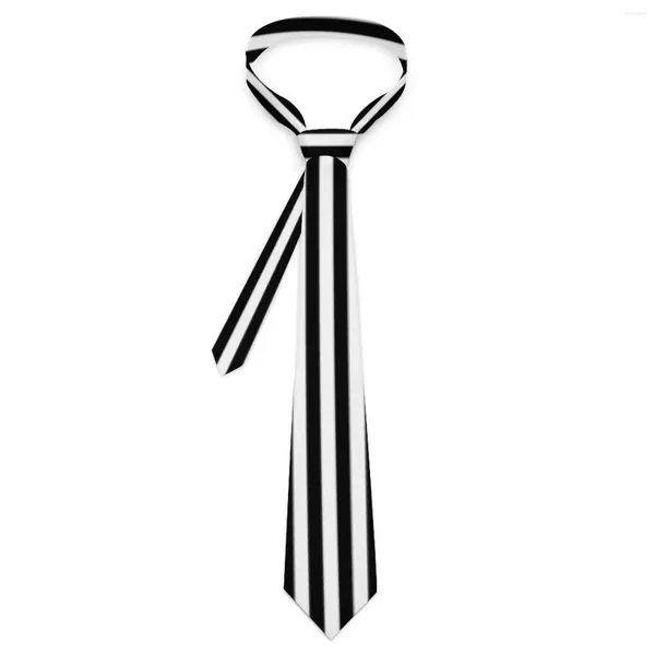 Papillon Cravatta a righe bianche nere Linee verticali Stampa Collo per feste Cosplay Moda cool per cravatta con colletto per adulti unisex