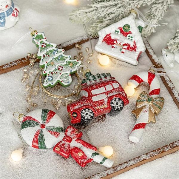 Decorazioni natalizie Ornamenti per la decorazione dell'albero Babbo Natale Pupazzo di neve Bastoncino di zucchero Lecca-lecca Ciondolo appeso Forniture per decorazioni per feste di Natale nordico