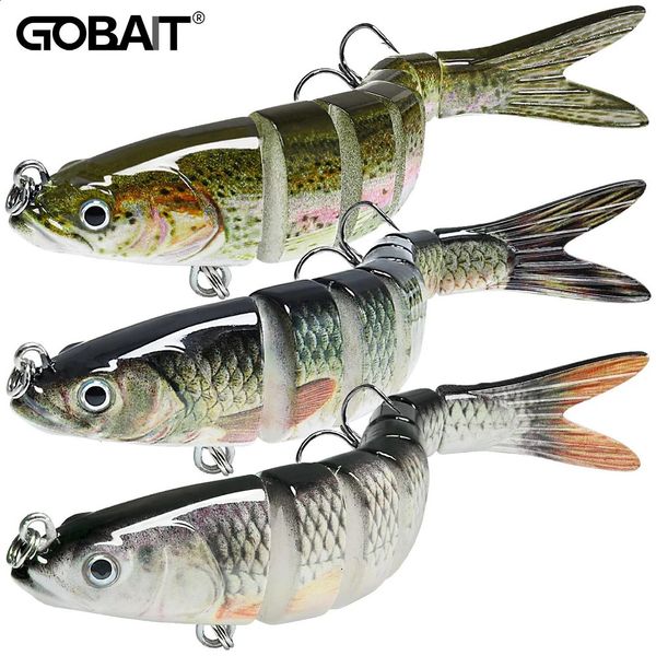 Swimbait 3pcslot multi joint isca afundando lento biônico peixe natação chocalho vibração pesca baixo agudos gancho equipamento de pesca isca dura 240313