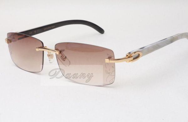 Neue rahmenlose Sonnenbrille Brille 3524012 Leopardenglas Natur Mix Ox Horn Herren- und Damen-Sonnenbrille Brillengröße 561811723912