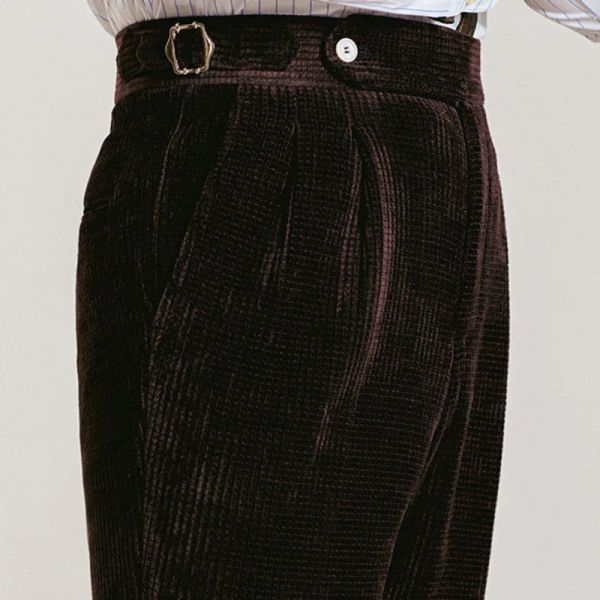 Calças 2023 de alta qualidade calças de veludo calça para homens cintura alta vestido de escritório calças italianas busines pantalon para hombres