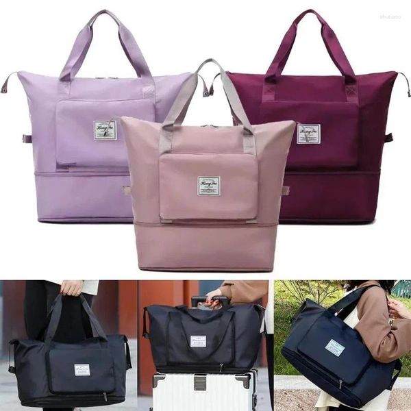 Einkaufstaschen Große Kapazität Klapp Reise Oxford Wasserdichte Gepäck Tote Handtasche Duffle Frauen Gym Yoga Lagerung Tasche Solide