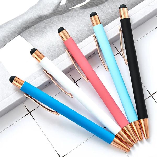 Metal Beyaz Kalem Pres Stil Top Kalemleri Ekran Touch 1.0mm Siyah Mürekkep Renk Yazma Ofisi Öğrenci Sabit
