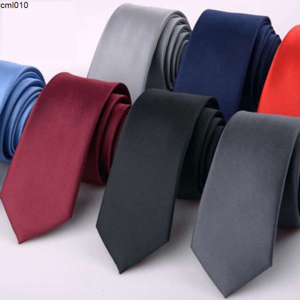 Designer gravata cor sólida pequeno masculino versão coreana 6cm fino e estreito vestido formal de negócios casamento na moda vermelho azul preto {categoria}