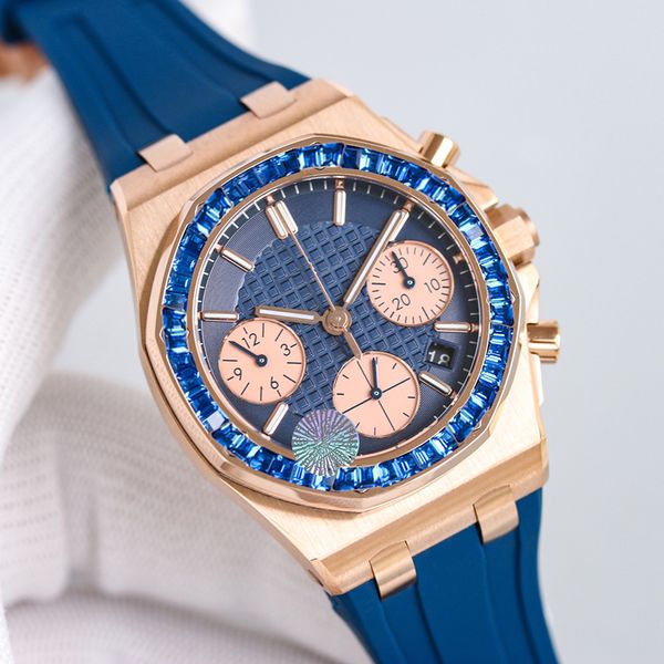 Relógio automático movimento mecânico designer relógios masculino 37mm aço inoxidável arco-íris círculo safira relógio de pulso à prova dwaterproof água