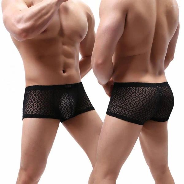 Unterhosen Männer Spitze Unterwäsche Shorts Slips Atmungsaktive Herren Leichte Low-Rise Sexy Transparente Höschen