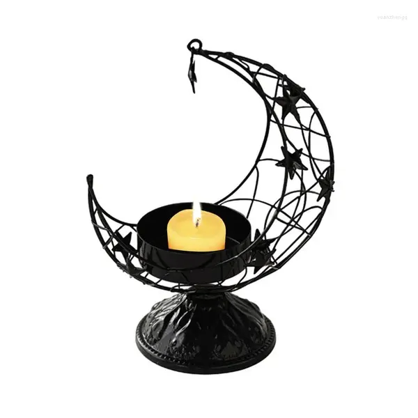 Castiçais de metal suporte de castiçal lua lâmpadas tealight elegante pilar suporte para