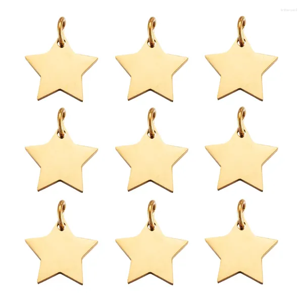Colares de pingente 10 pcs estrela de aço inoxidável mini encantos cor dourada minúsculos pingentes para colar pulseira jóias fazendo suprimentos