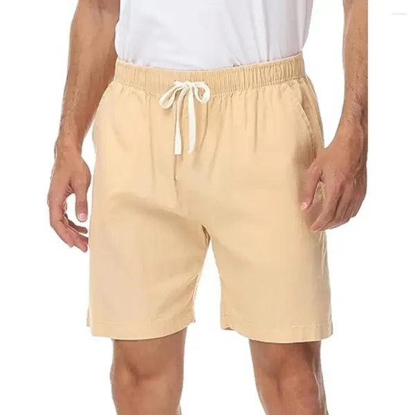 Shorts masculinos Ajusta ajustável na cintura fitness com cintura elástica Casual da cintura de cordas sólidas para correr homens