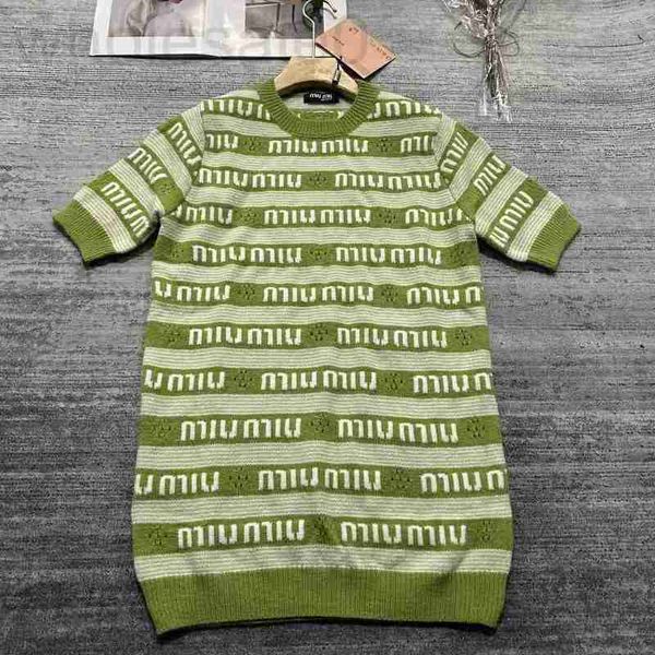 Abiti casual di base designer Mi24 inizio primavera nuova collezione abito in maglia a maniche corte traforato con motivo jacquard con stampa completa 3PC4