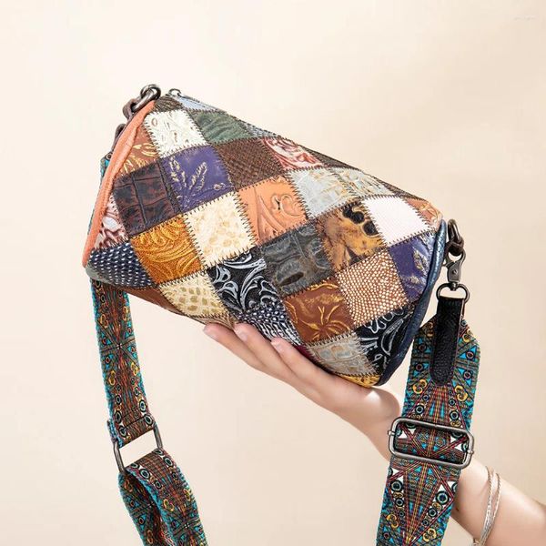 Borse a tracolla in borsa da donna Patchwork in vera pelle per borsa da donna di design di lusso vintage da donna Ceossbody