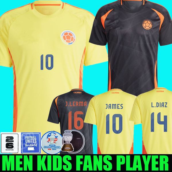 2024 25 Colômbia Away Jerseys de futebol Copa América 24 25 FALCAO JAMES camisa de futebol em casa CUADRADO Seleção Nacional homens kit infantil Camiseta de futbol maillot S-2XL uniforme