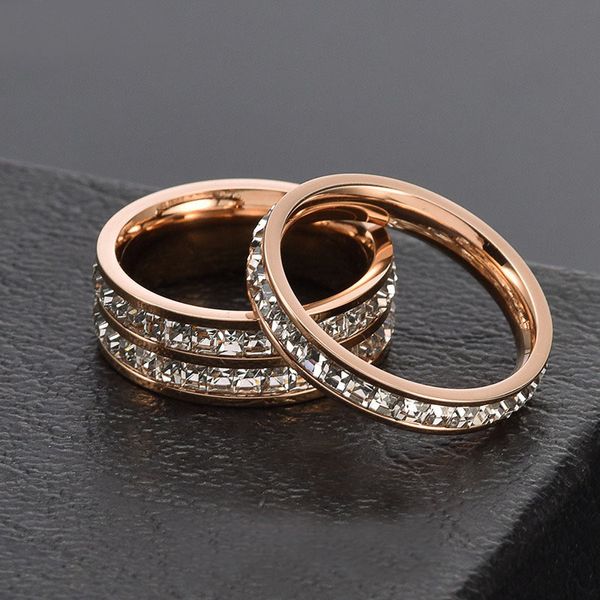 Designer di lusso con diamanti singoli doppi anelli per donna uomo acciaio al titanio amanti delle coppie anello gioielli non sbiaditi Dropshipping YMR101