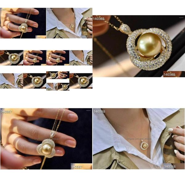 Великолепные цепочки Nt 12-1M, серьги из южно-китайского морского золота, ожерелье с жемчугом 925S - Прямая доставка, ювелирные изделия, ожерелья, подвески Dhqrj