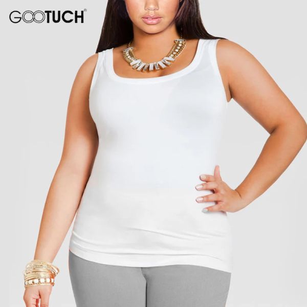 Tops plus size undershirt 4xl 5xl 6xl regata de algodão feminino sem mangas camiseta tamanho grande senhoras sexy singlet branco 049a