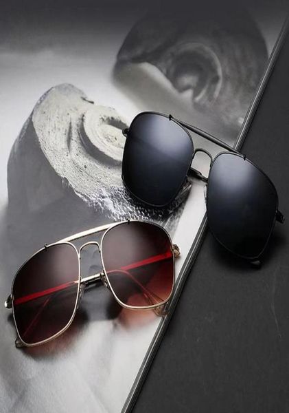 Новые мужские солнцезащитные очки с двойным мостом 56 мм, дизайнерские женские солнцезащитные очки UV400, классические очки в квадратной металлической оправе s1 с футляром Box8828977