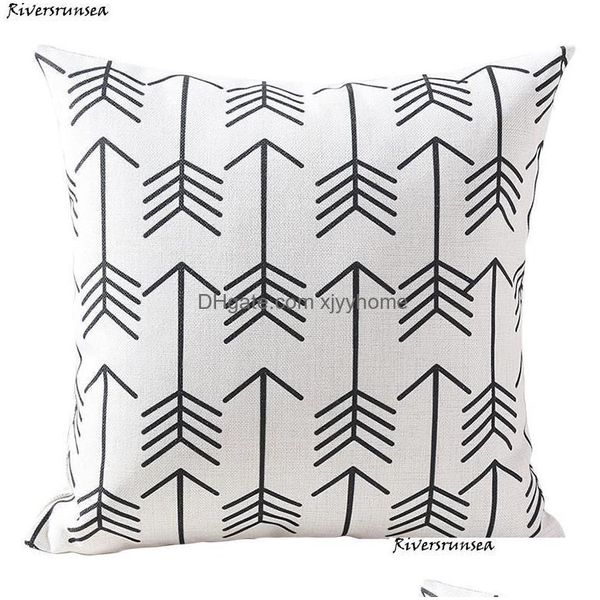 Federa per cuscino in bianco e nero simpatico orso cuscino Er adorabile cartone animato animale pianta di cactus geometrico stile nordico per la sedia di casa2806593 Drop Dhijv