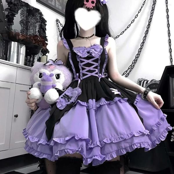 Lässige Kleider Original Design Japanisches viktorianisches Lolita JSK Kleid Frauen Halloween Kleine Hexe Cosplay Gothic Strap Kawaii Mädchen Vestido