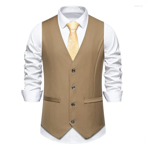 Coletes masculinos de luxo terno de casamento moda masculino fino ajuste cor sólida negócios escritório formal colete vintage cavalheiro festa