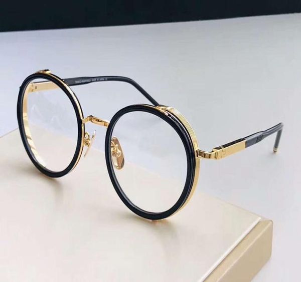 Moda redonda óculos quadro preto ouro quadros óculos ópticos masculino novo wth box6407303